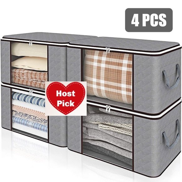 Large Folding Storage Bags (4 Pack)  Anti Dust Clothes Storage Bags - Picture 1 of 14